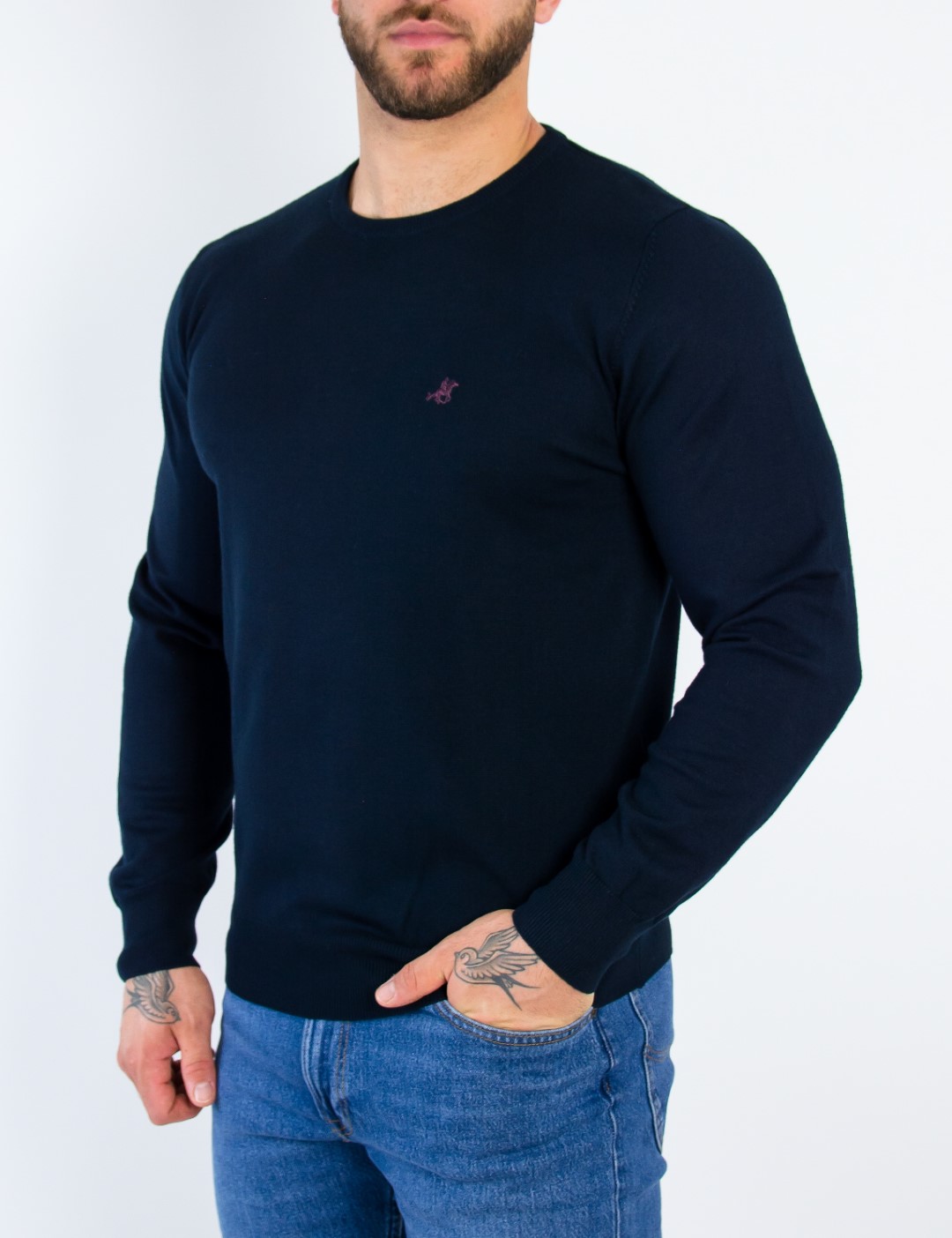 Us Grand Polo ανδρική μπλε πλεκτή μπλούζα USTR200B φωτογραφία